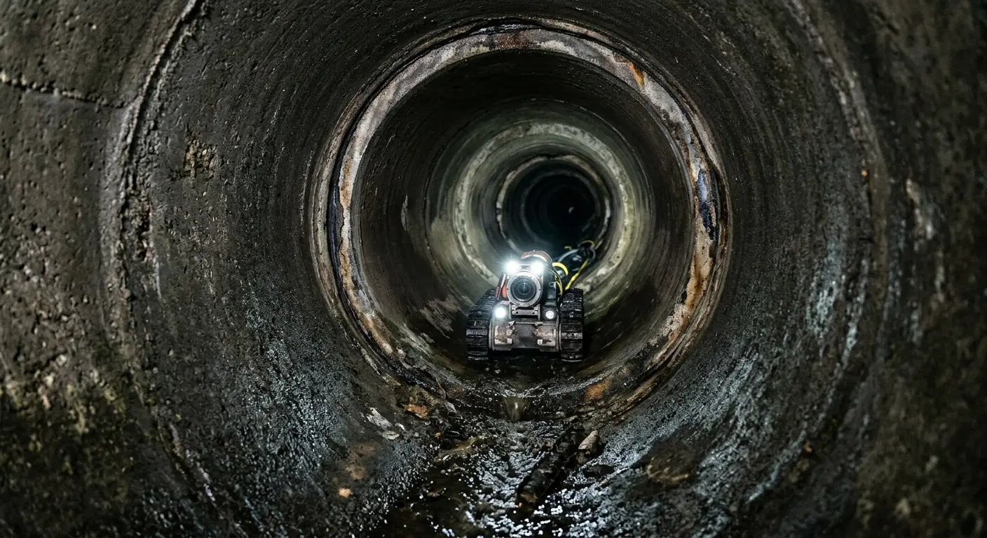Robotic sewer camera inspecting pipe interior for Sewer Line Repair in Peru
